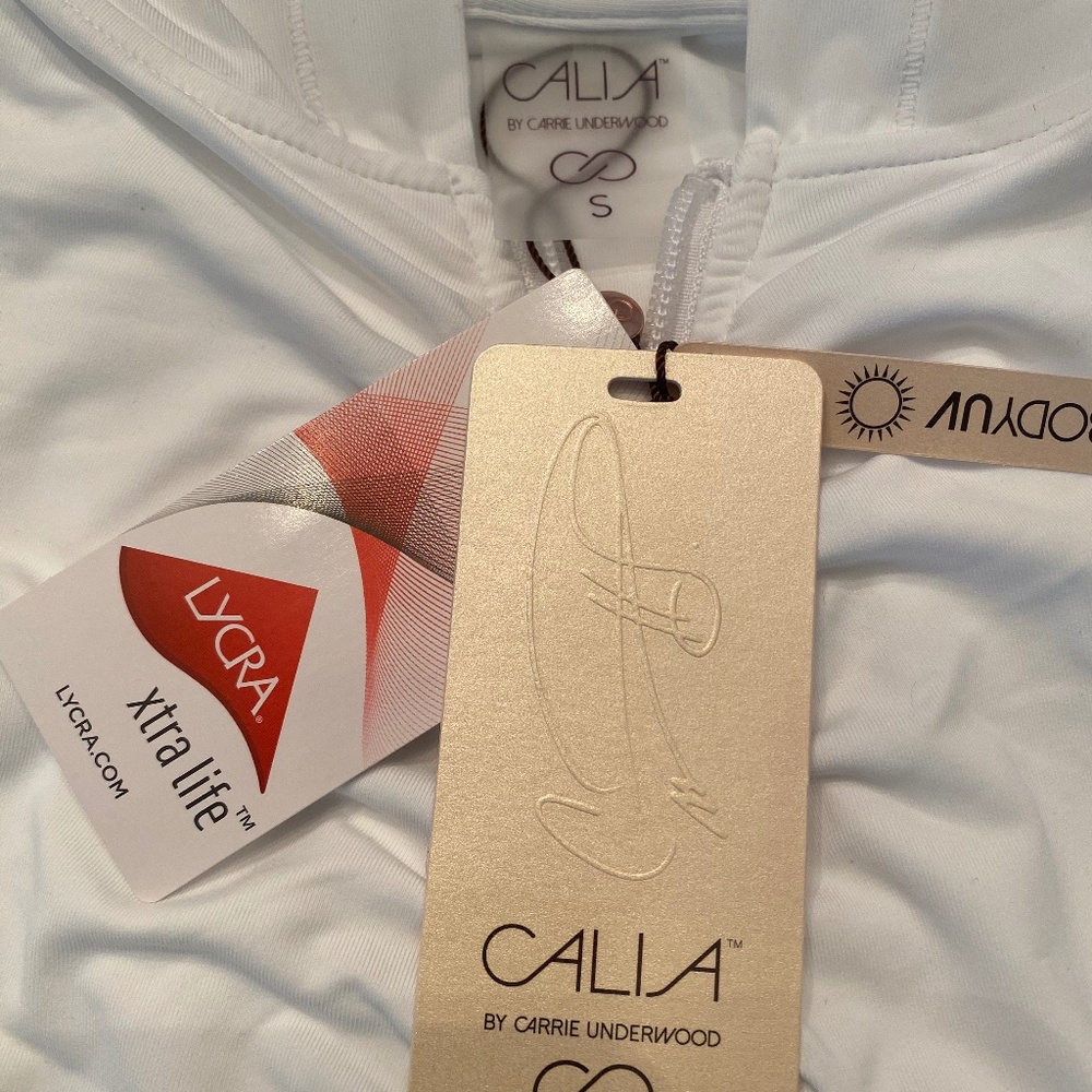 Calia Pure White Hooded Long Sleeved Rashguard Top - Picture 5 of 13